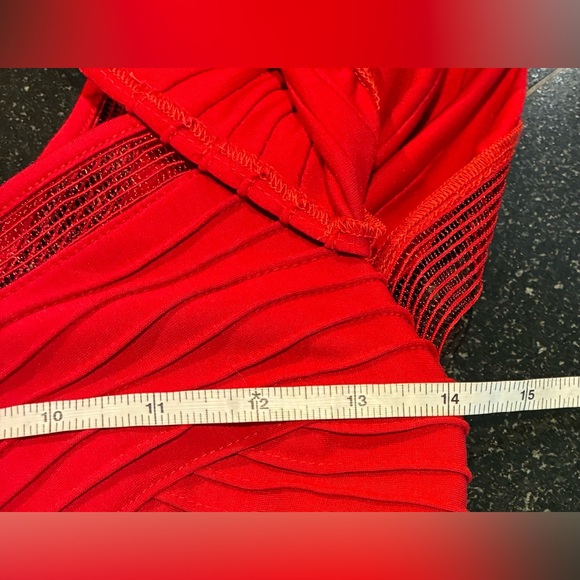 Tadashi Shoji Red Pintuck Eyelet Evening Prom Opera-Ball dress Red SZ. PXS. NWOT - Picture 7 of 16